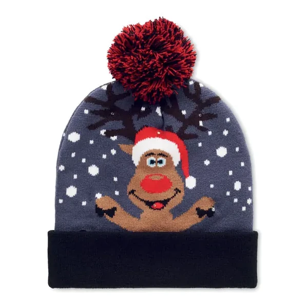 Weihnachtliche Strickmütze LED