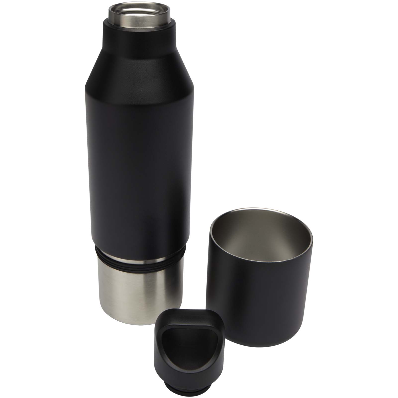 Odessy 600 ml Isolierflasche und 300 ml Becher aus RCS recyceltem Edelstahl schwarz