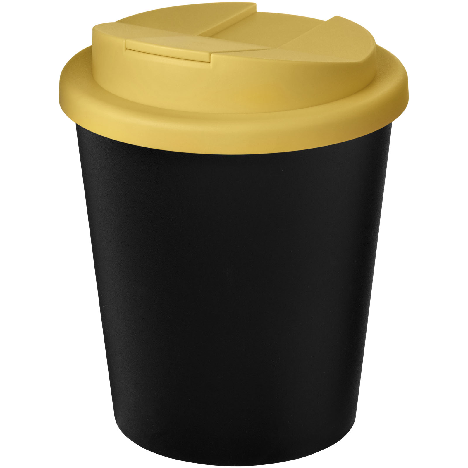 Americano® Espresso Eco 250 ml recycelter Isolierbecher mit auslaufsicherem Deckel schwarz, gelb