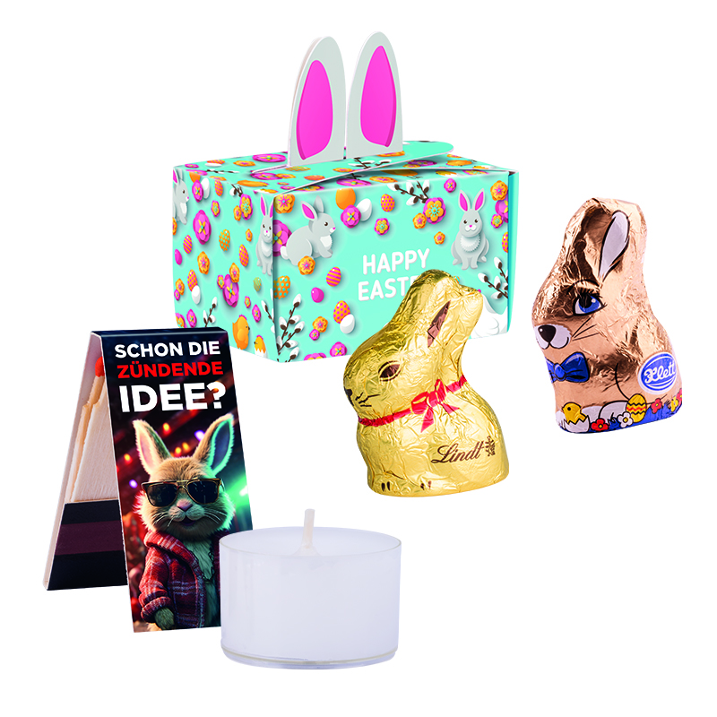 Geschenkbox Mini Hasenohren, Lindt Schoko-Osterhase
