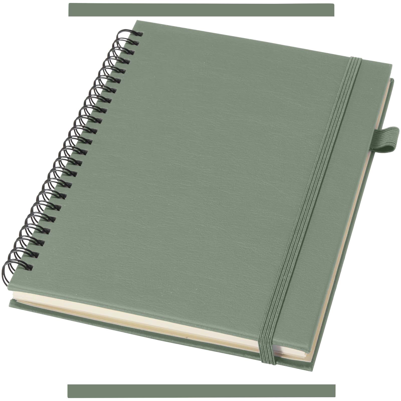 Liss A5 Hardcover Spiralnotizbuch aus recyceltem Kunststoff heather grün