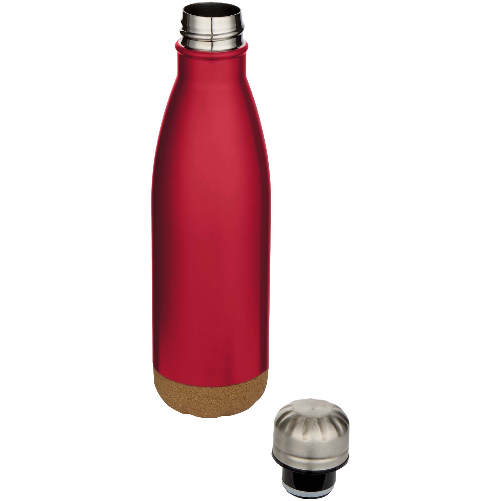 Cove 500 ml doppelwandige, vakuumisolierte Trinkflasche aus Edelstahl mit Korkdetails rot