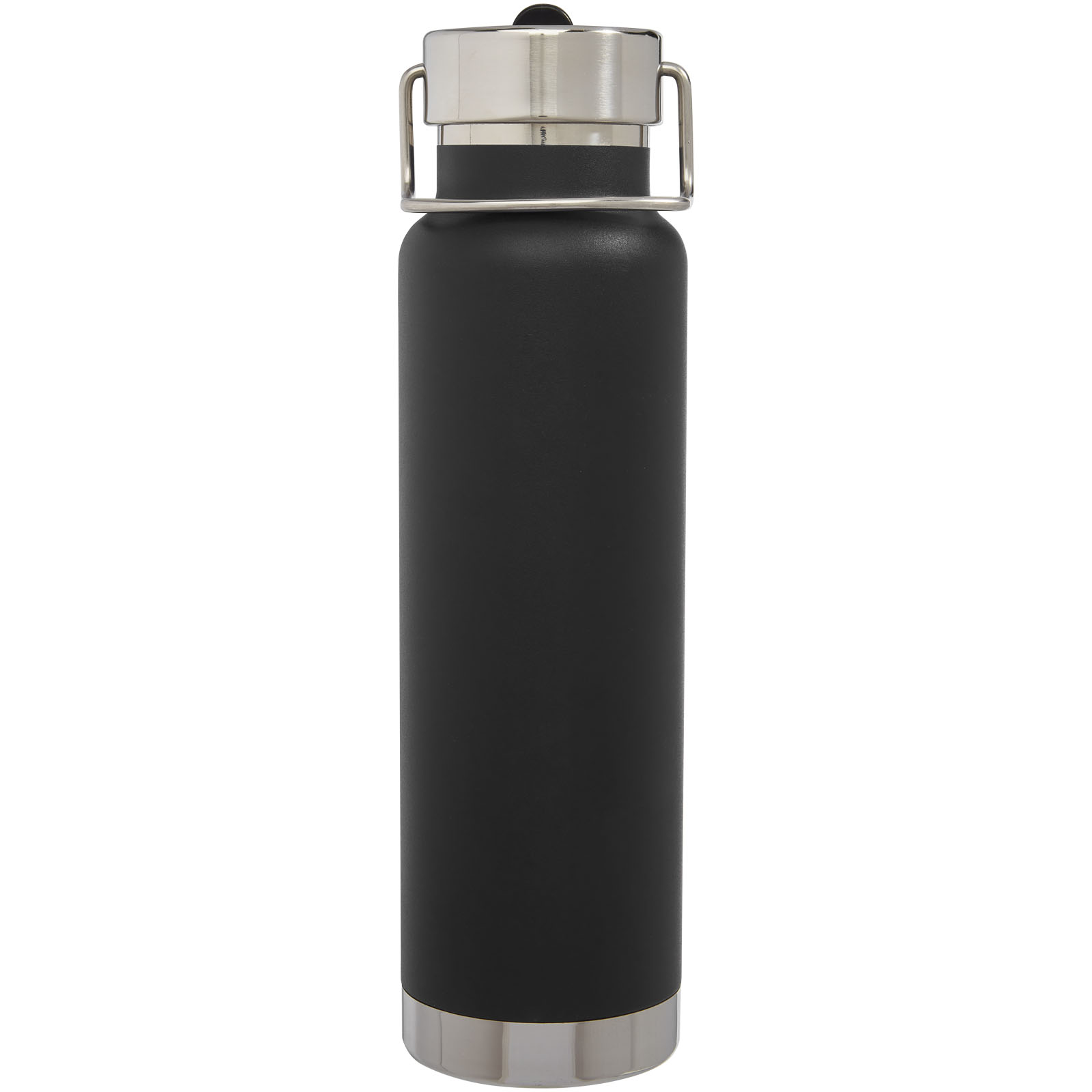 Thor 750 ml Kupfer-Vakuum Sportflasche mit Trinkhalm schwarz