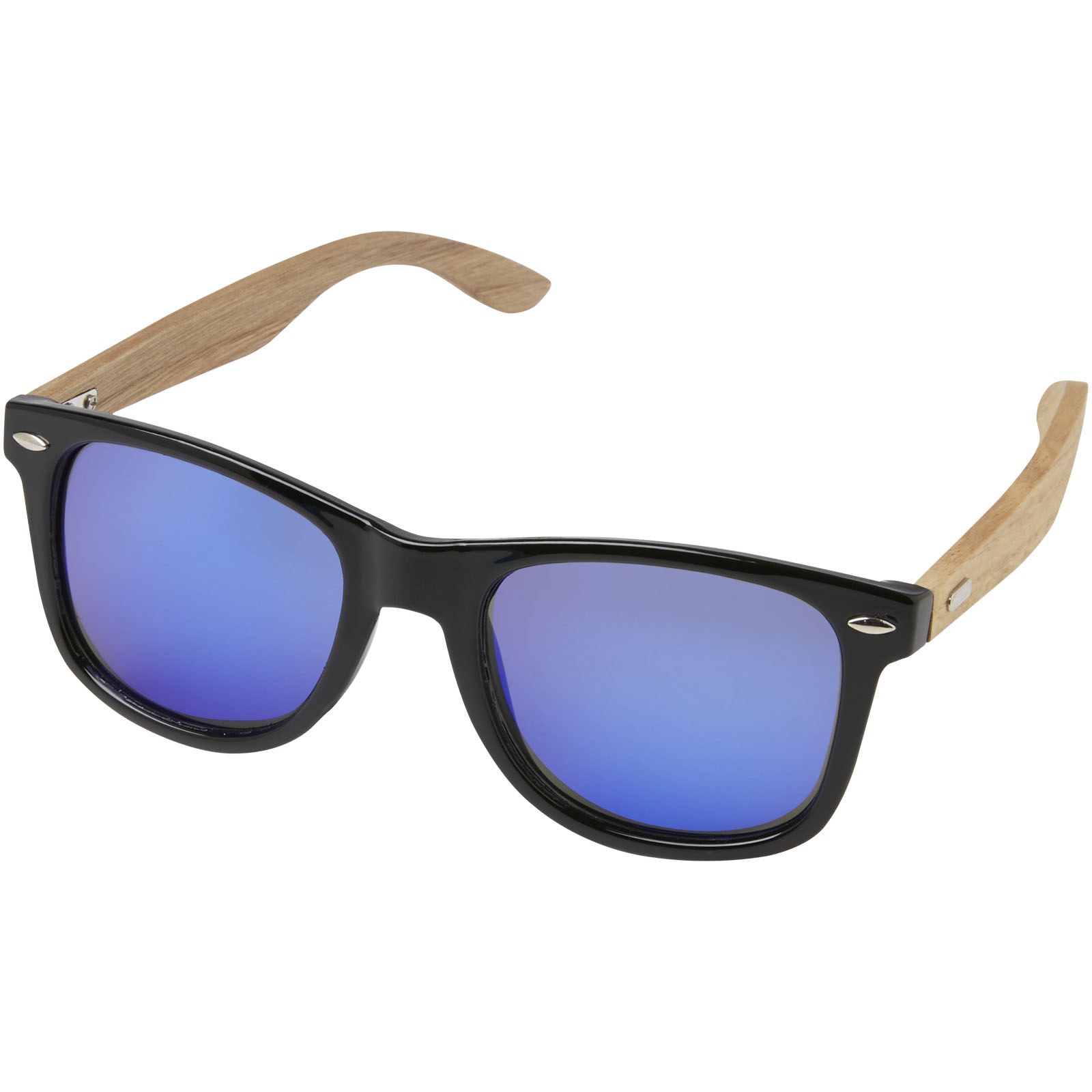 Hiru verspiegelte polarisierte Sonnenbrille aus rPET/Holz in Präsentbox holz