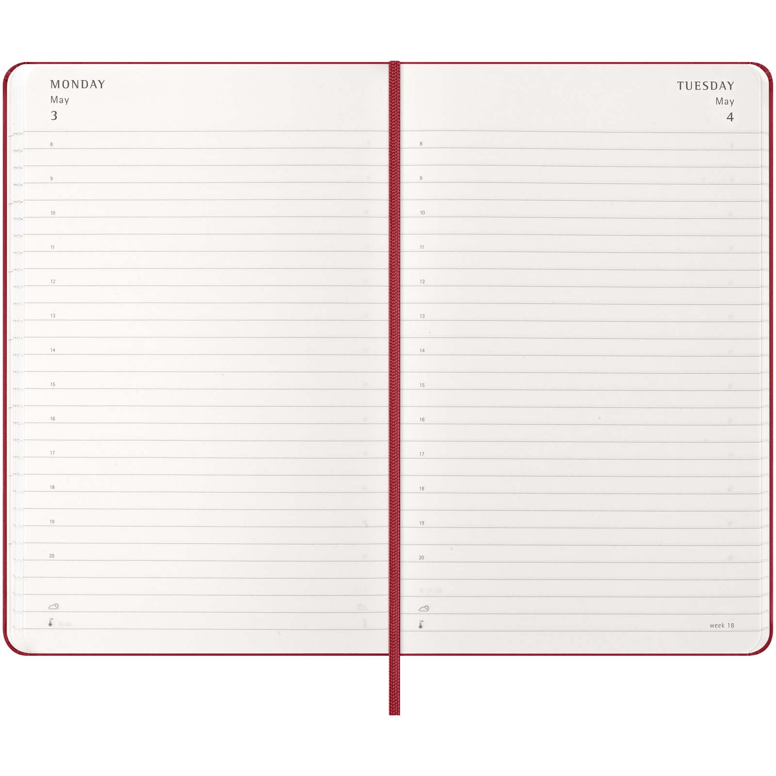 Moleskine Hardcover 12 Monate Tageskalender scharlachrot