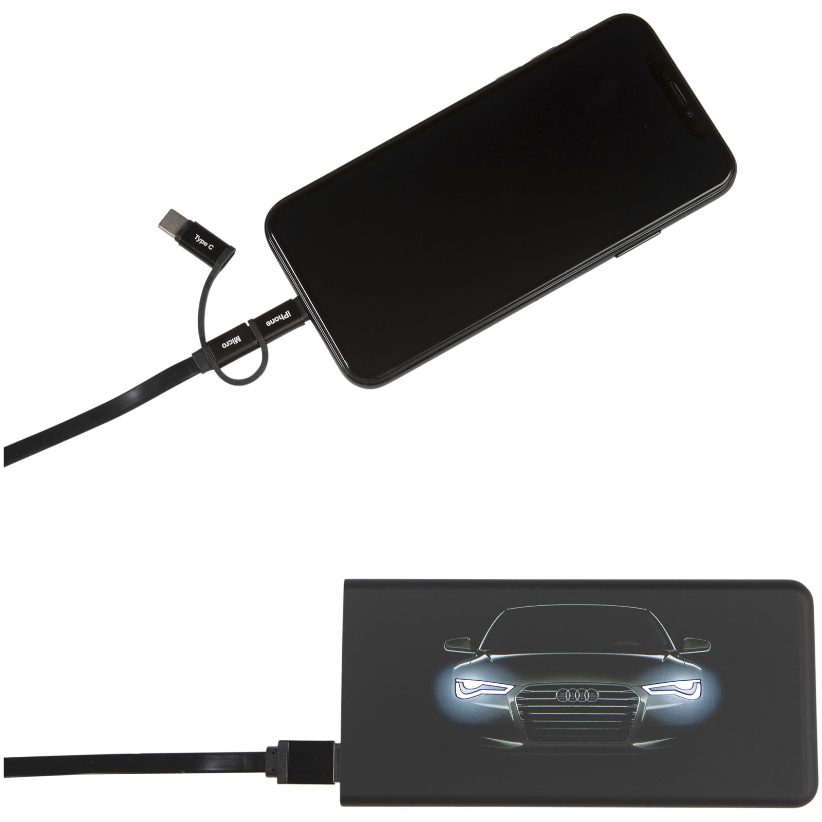 SCX.design P15 5000 mAh Powerbank mit Leuchtlogo schwarz