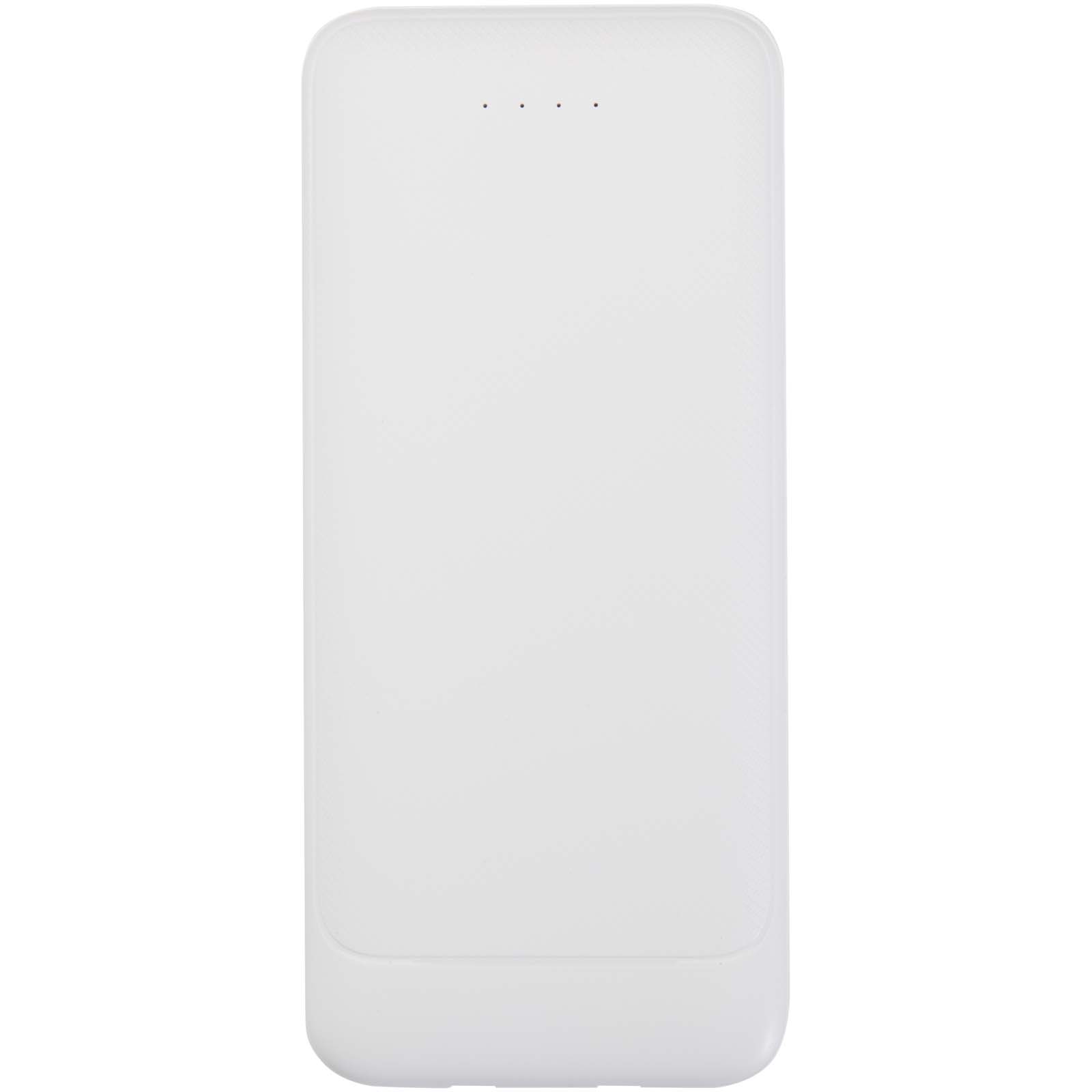 Adhil 10 W 10.000 mAh Powerbank aus recyceltem Kunststoff mit 2 integrierten Kabeln weiss