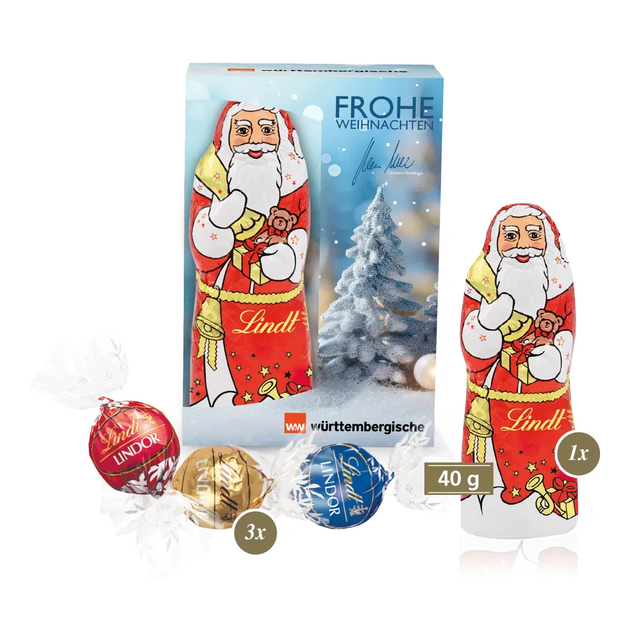 Premium-Präsent mit Lindt Weihnachtsmann „Medium“