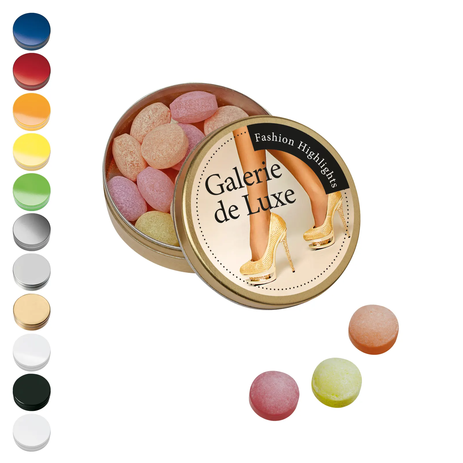XS-Taschendose mit XS-Kalfany-Fruchtbonbons, 16g - weiß-glänzend