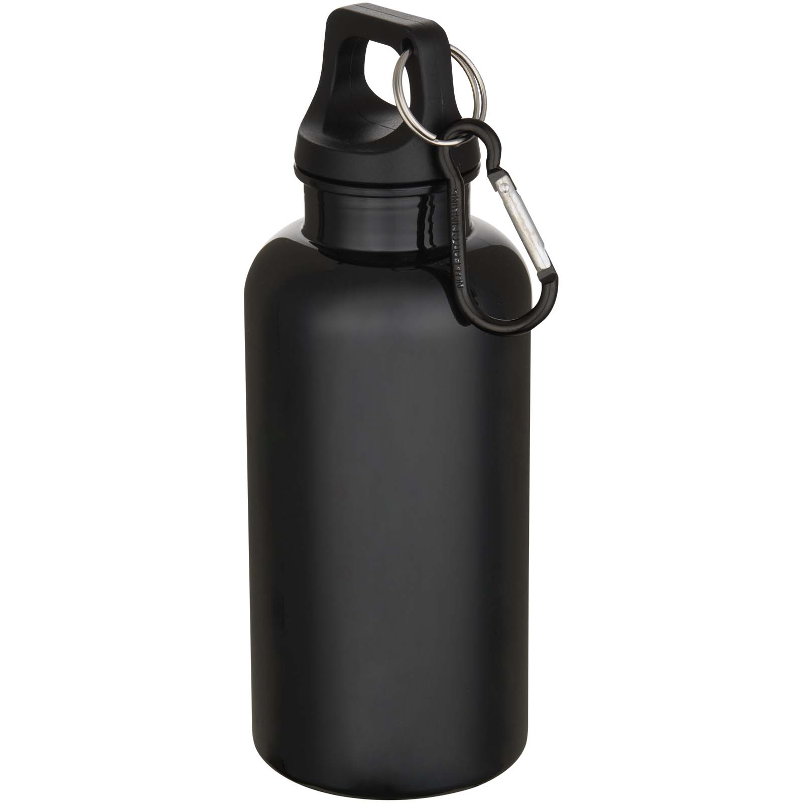 Oregon 400 ml einfarbige RS-zertifizierte Trinkflasche aus recyceltem Kunststoff mit Karabinerhaken schwarz