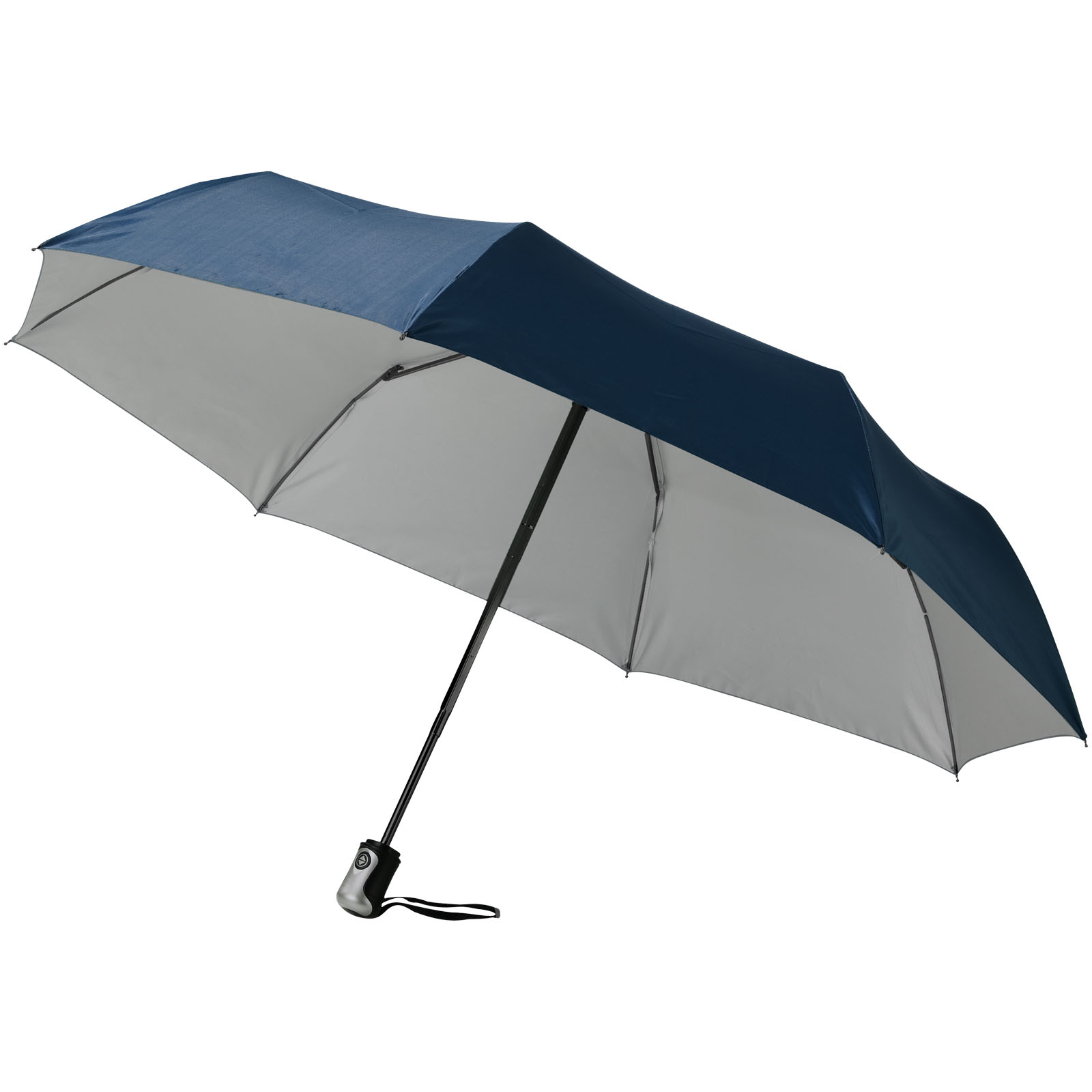 Alex 21,5" Vollautomatik Kompaktregenschirm navy, silber