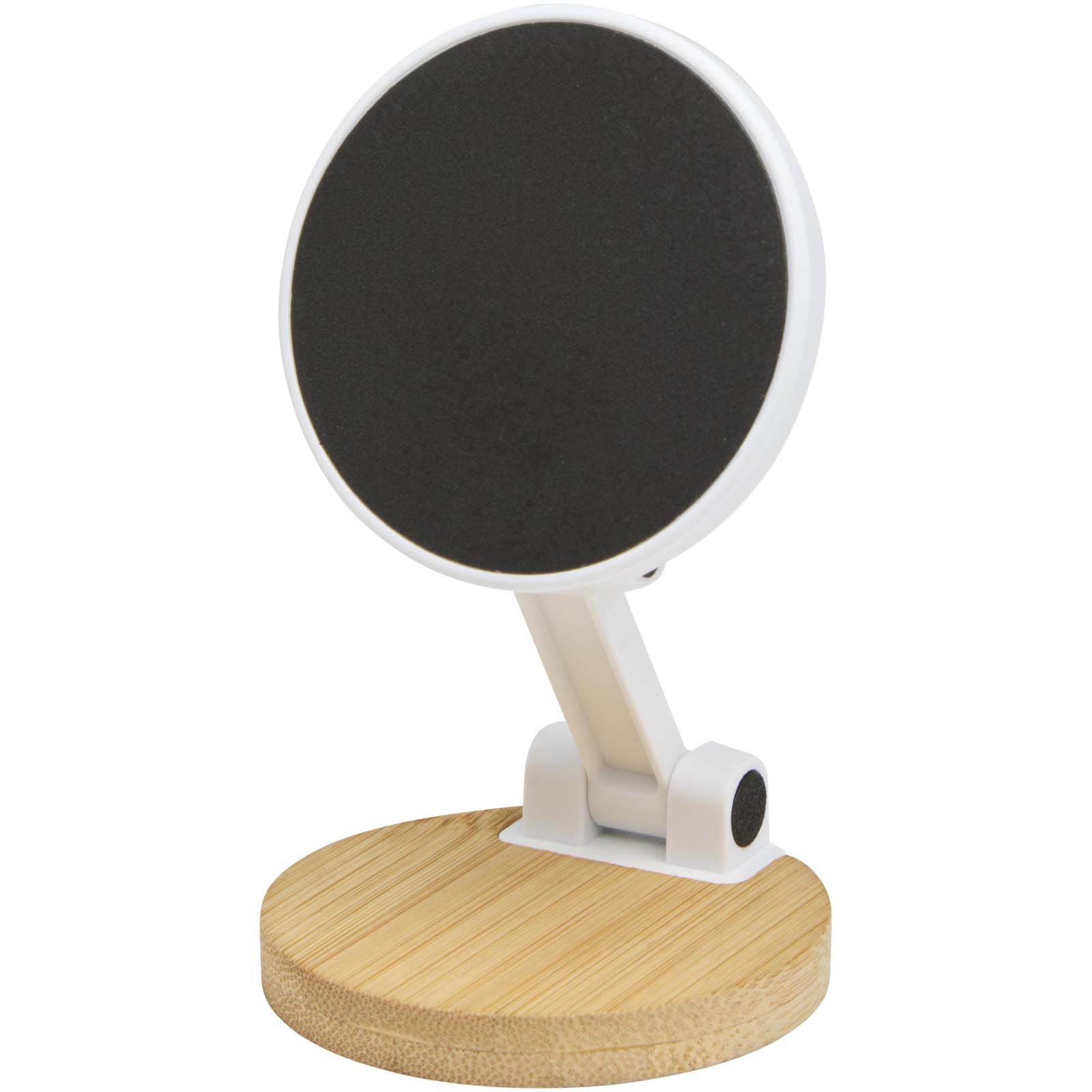 Alcor Klappbare magnetische Smartphonehalterung aus recyceltem Kunststoff mit Bambusdetails weiss