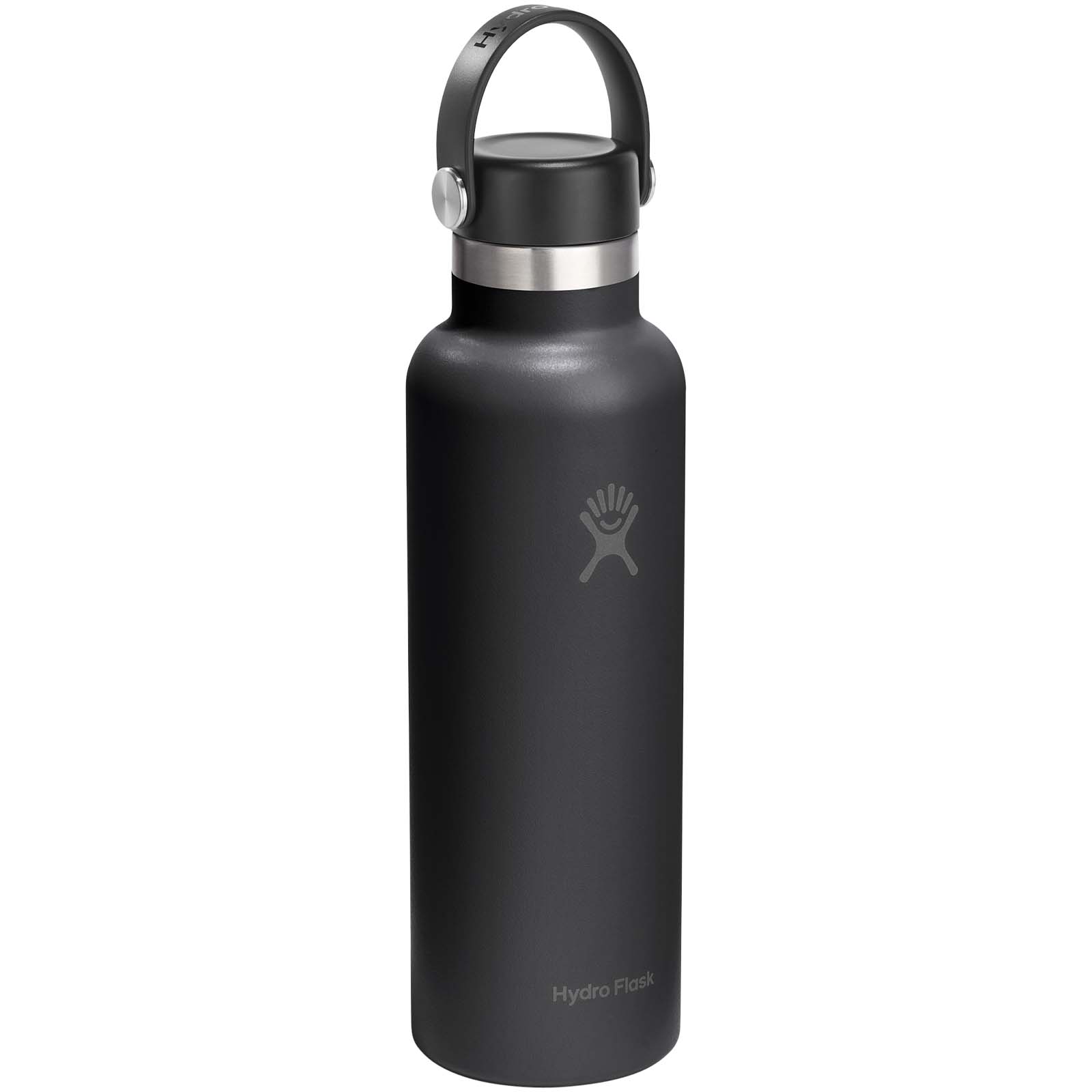 Hydra Flask Standard Mouth 621 ml isolierte Edelstahl Trinkflasche mit Strohhalmverschluss schwarz