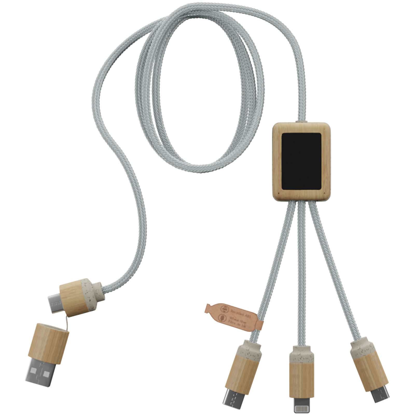 SCX.design C49 5-in-1 Ladekabel mit Leuchtlogo hellbraun