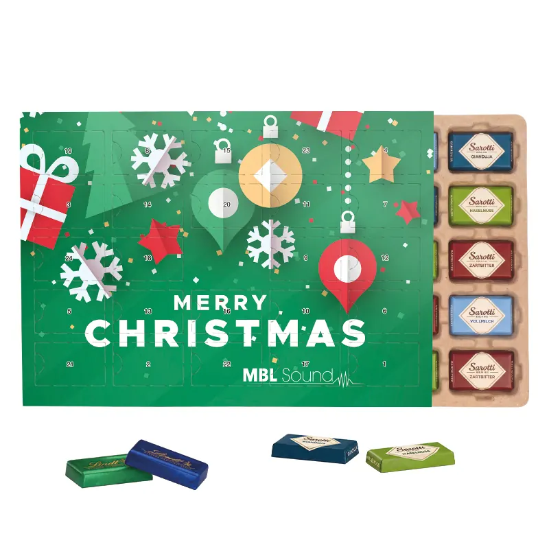 Premium Tisch Adventskalender Eco Schokotäfelchen