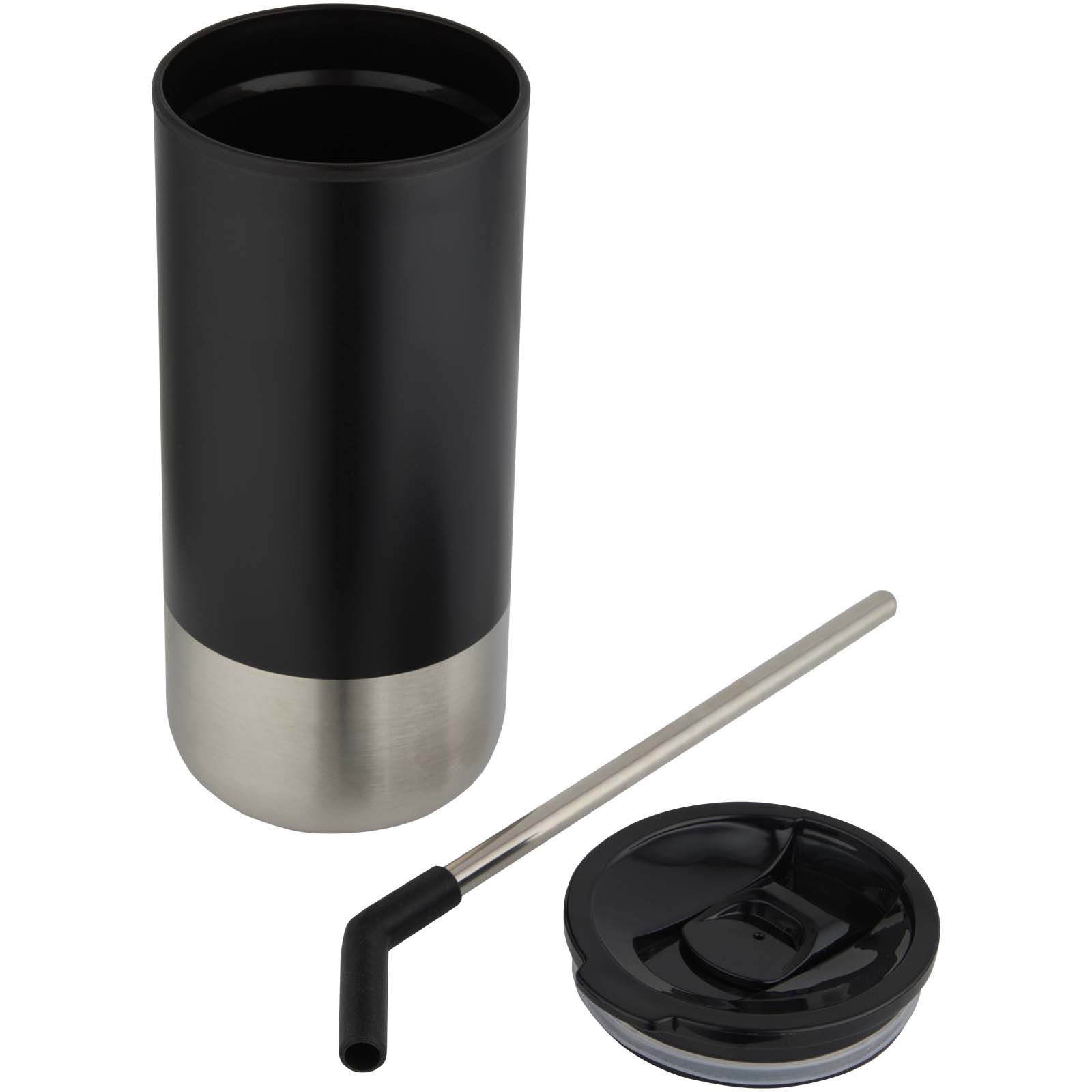Grayson 480 ml RCS recycelter Isolierbecher mit Trinkhalm schwarz
