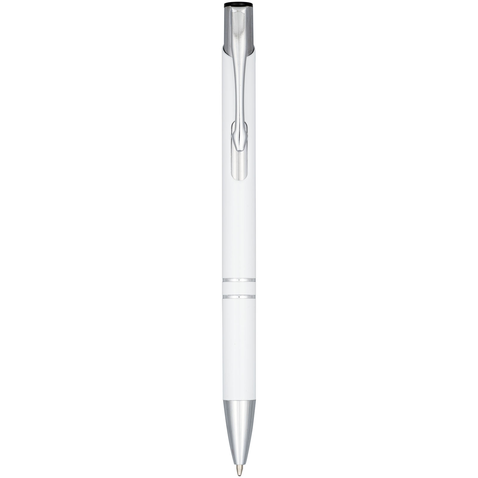 Moneta Druckkugelschreiber aus eloxiertem Aluminium (schwarze Mine) weiss