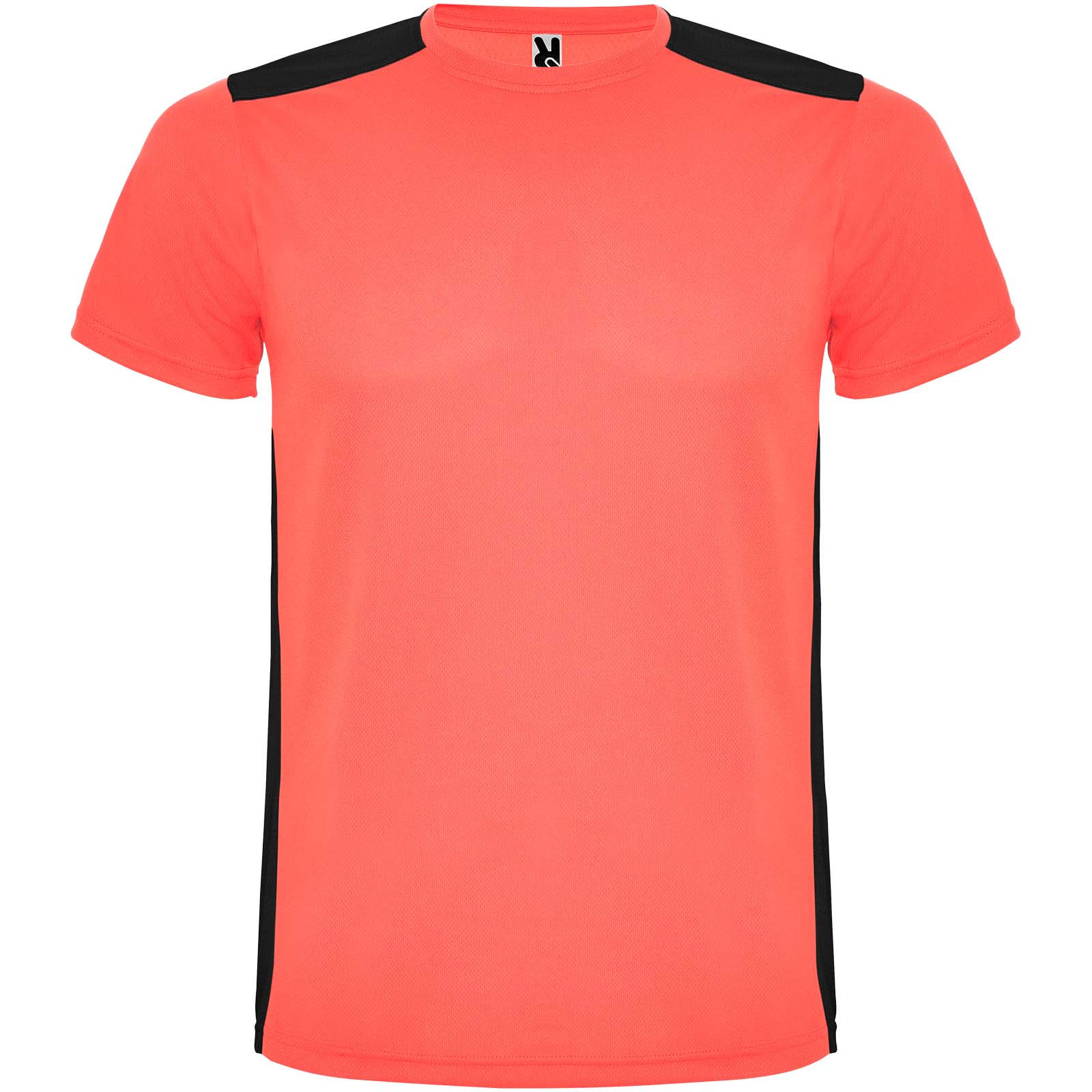 Detroit 130 g/m² Sport T-Shirt für Kinder fluorkoralle, schwarz