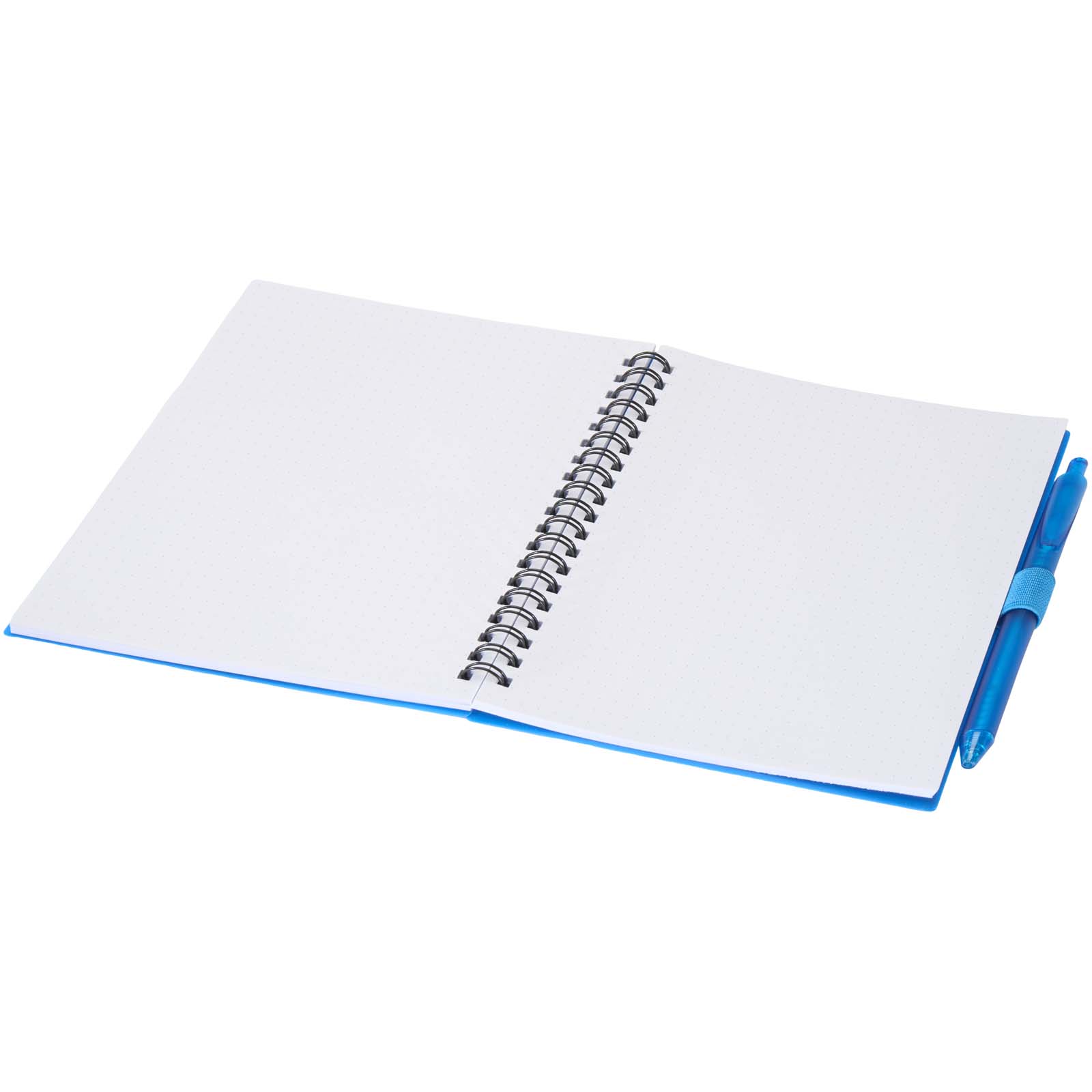 Niove Softcover Notizbuch aus recyceltem Kunststoff mit Kugelschreiber (blaue Mine) blau
