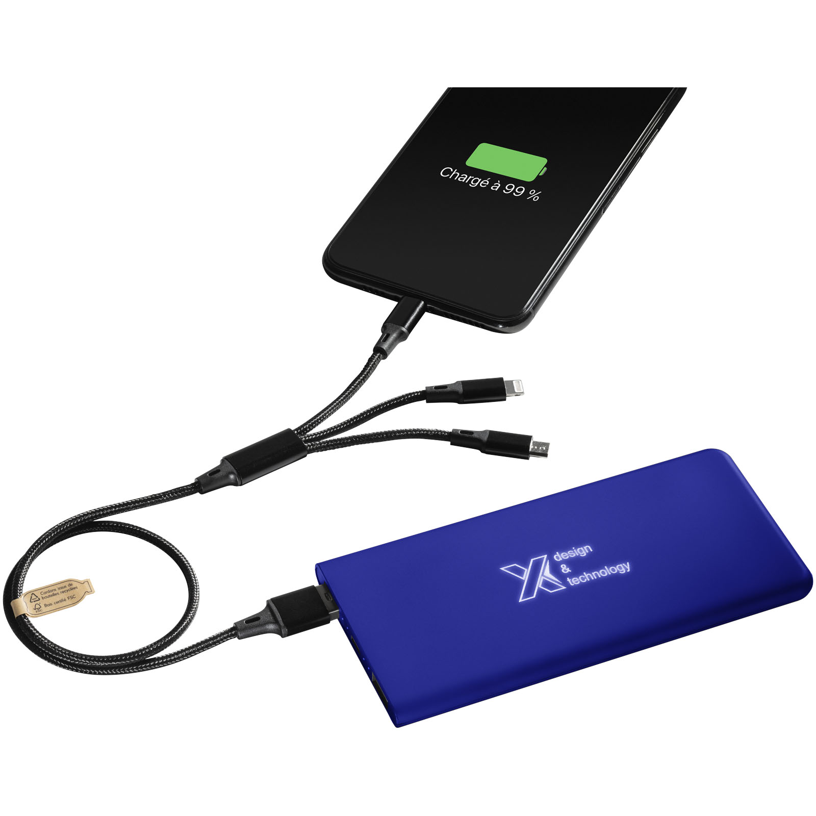 SCX.design P15 5000 mAh Powerbank mit Leuchtlogo reflexblau