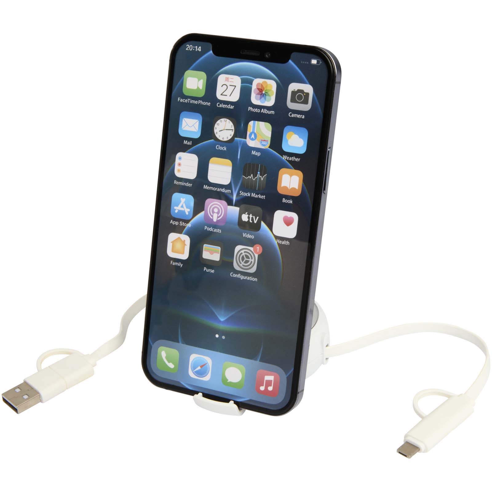 Alasia 100 cm 5-in-1 Kabel aus recyceltem Kunststoff und Aluminium, einziehbar, für Datenübertragung und mit 45W Schnellladun silber