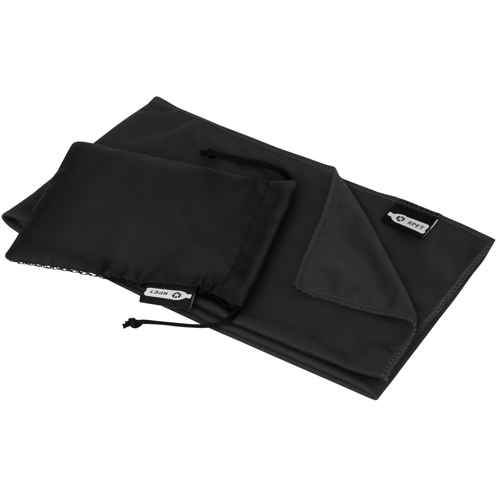 Raquel Sport Kühlhandtuch im Etui aus recyceltem PET Kunststoff 80 x 30 cm schwarz