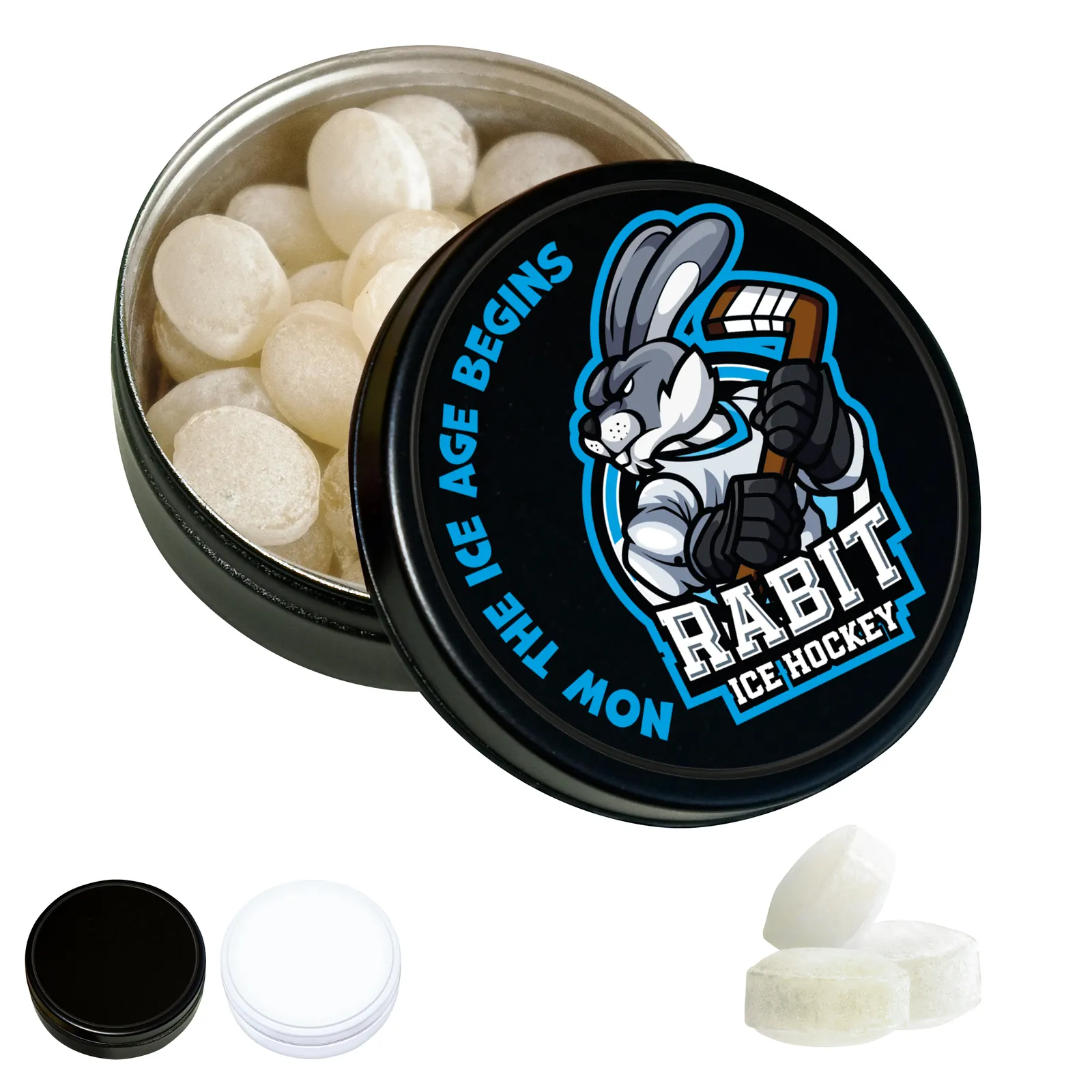 Black or White Dose mit Kalfany Eisbonbons, 60g - weiß-glänzend