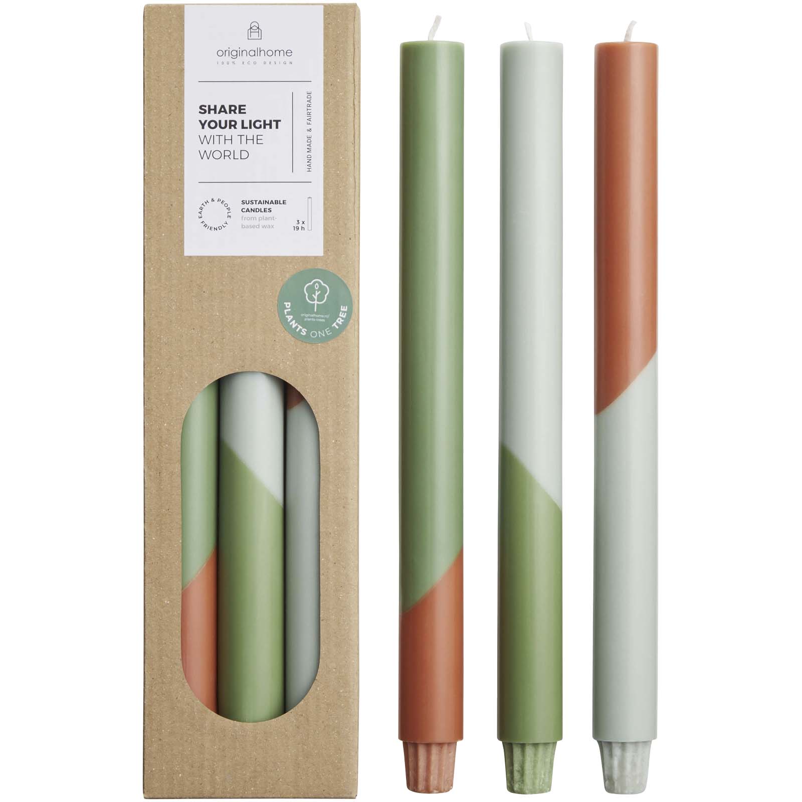 Originalhome Eden Diagonale Kerzen – 3er-Set heather grün