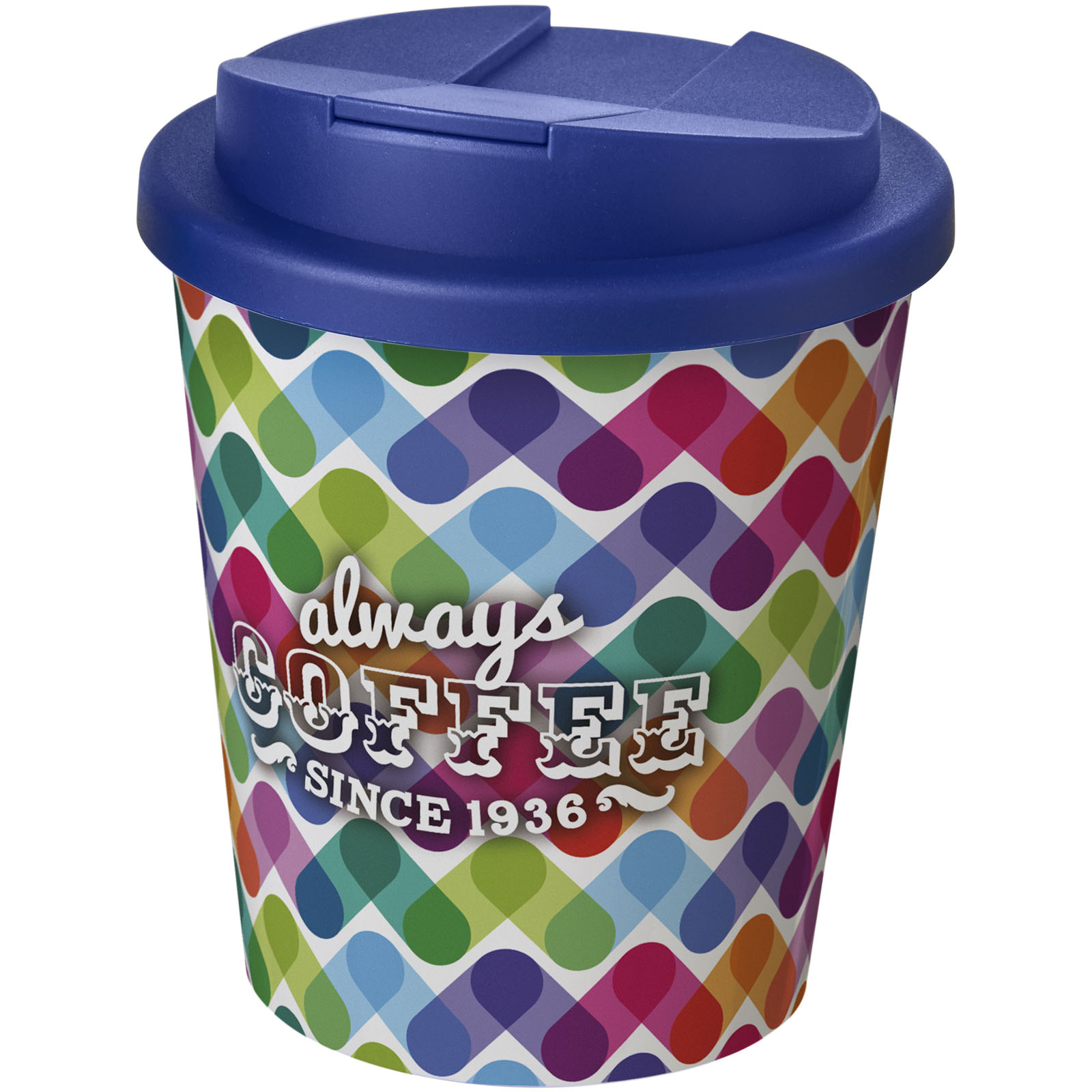 Brite-Americano® Espresso 250 ml Isolierbecher mit auslaufsicherem Schraubverschluss weiss, blau