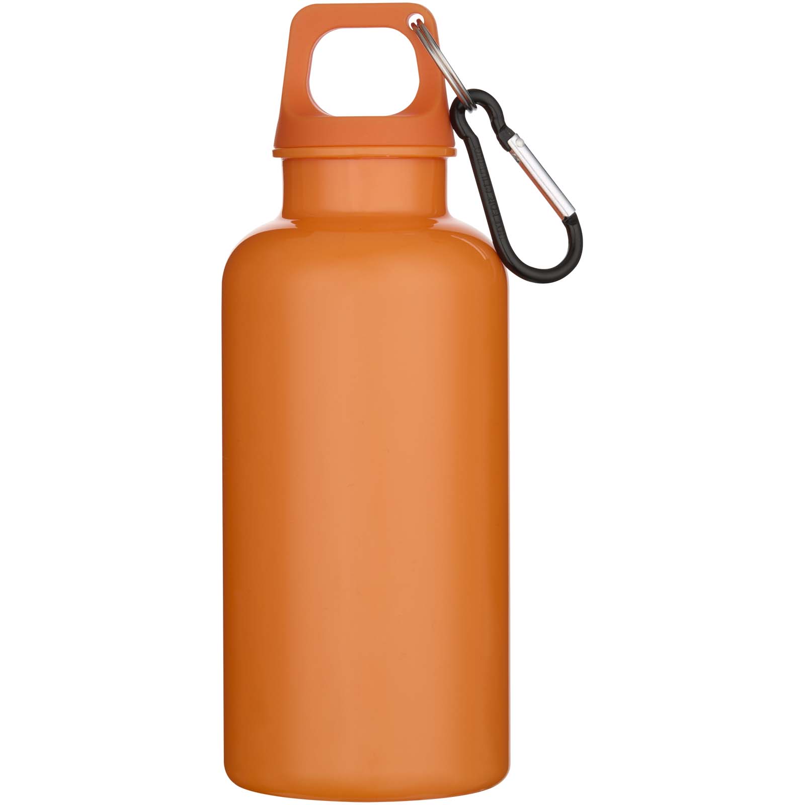 Oregon 400 ml einfarbige RS-zertifizierte Trinkflasche aus recyceltem Kunststoff mit Karabinerhaken orange