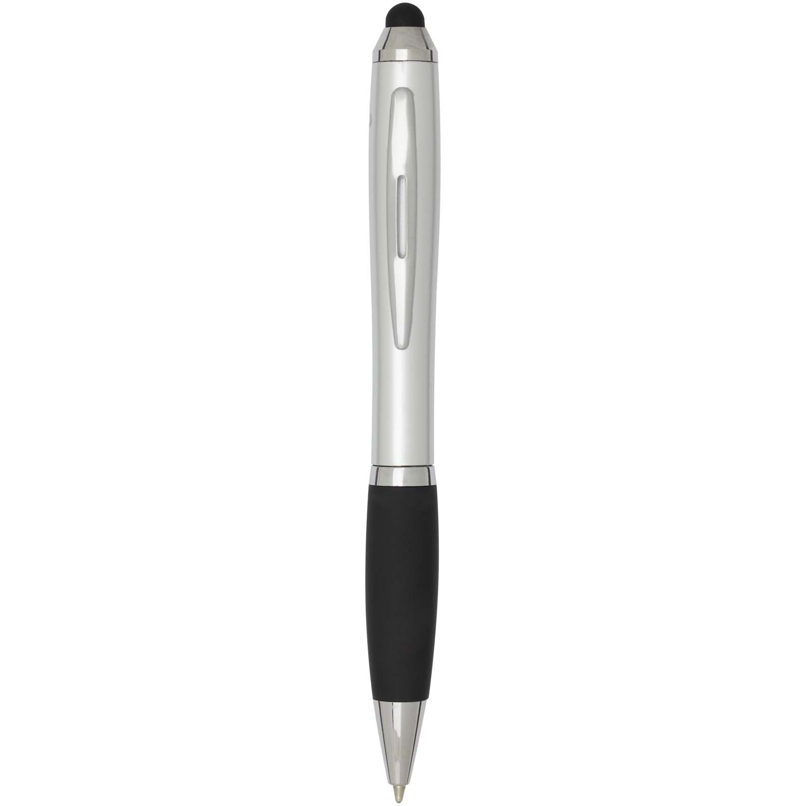 Nash RCS Stylus Kugelschreiber aus recyceltem Kunststoff mit farbigem Schaft und schwarzem Griff (schwarze Tinte) silber