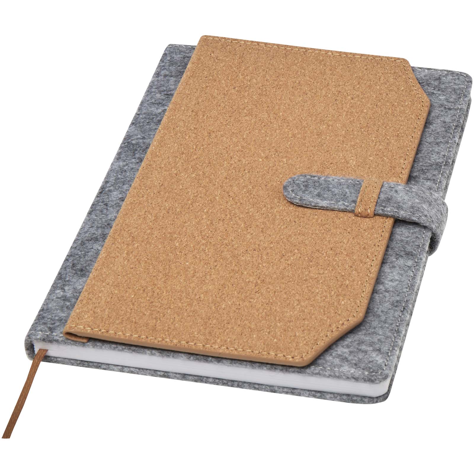 Viviana A5 Notizbuch aus recyceltem Filz und Kork natur