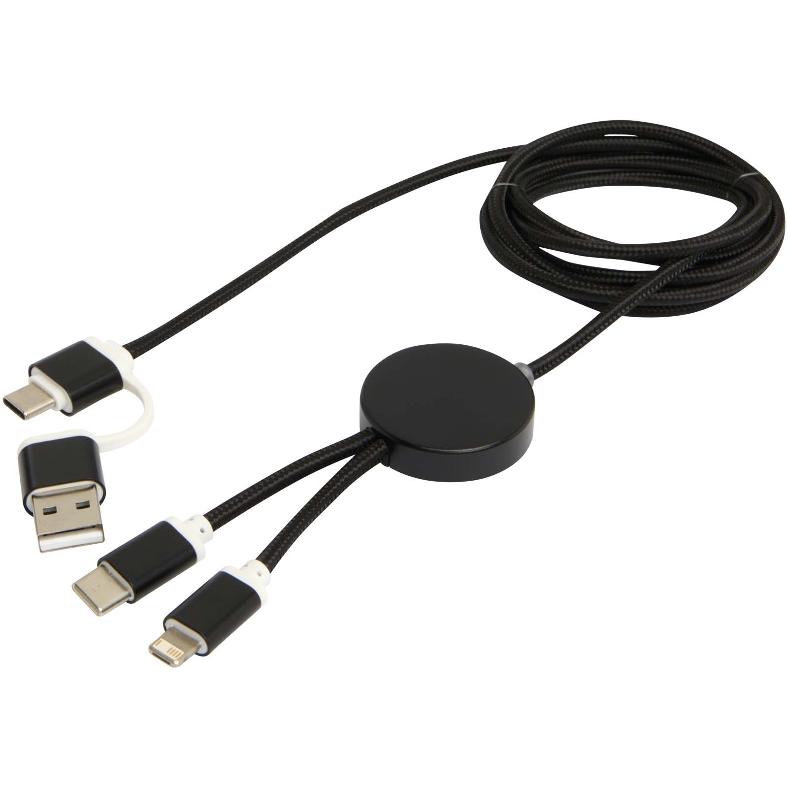 Alasia 150 cm 5-in-1 Kabel aus recyceltem Kunststoff für Datenübertragung und 27W Schnellladung schwarz