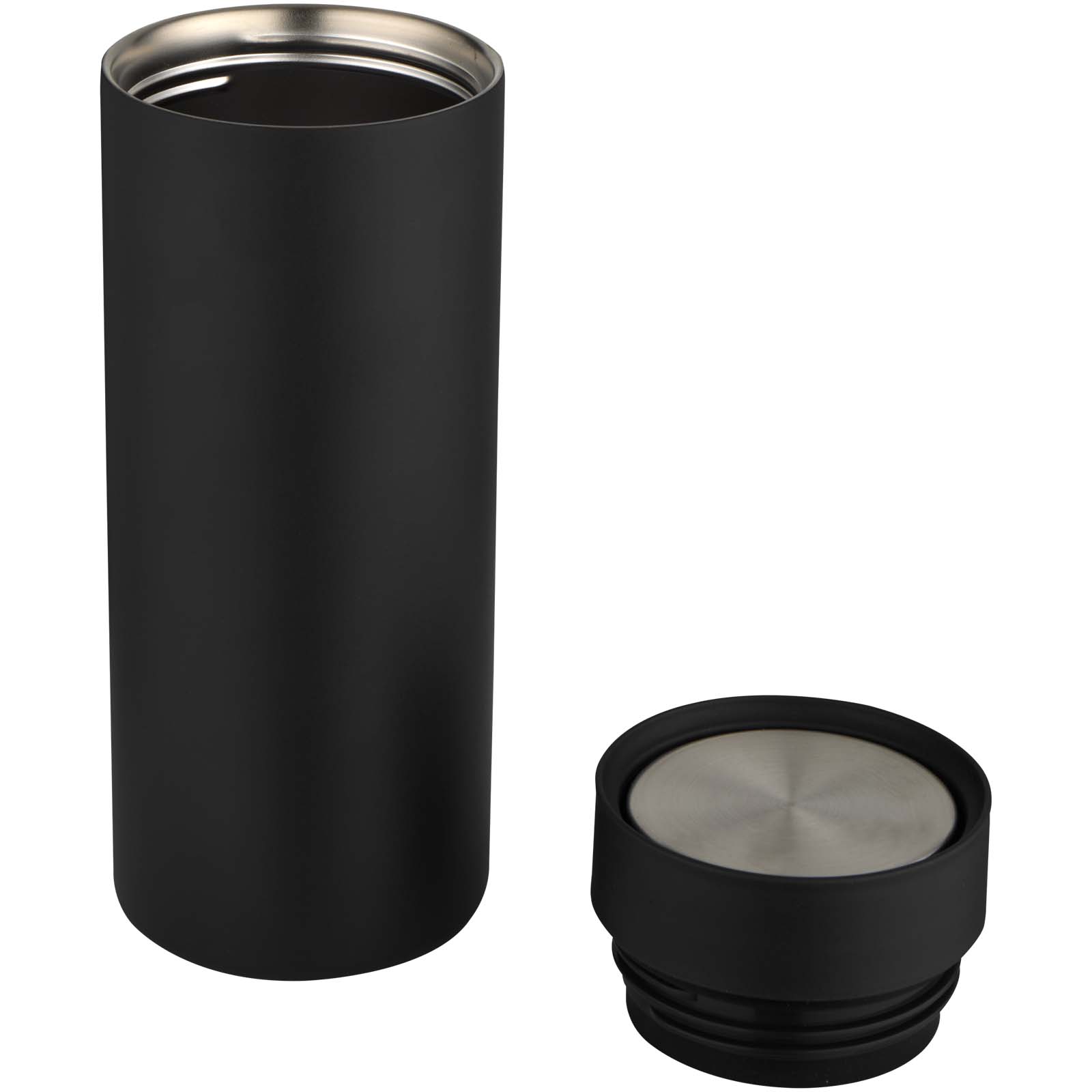 Illuminate 650 ml RCS-zertifizierte doppelwandige Trinkflasche aus recyceltem Edelstahl mit 3-teiligem Deckelset schwarz