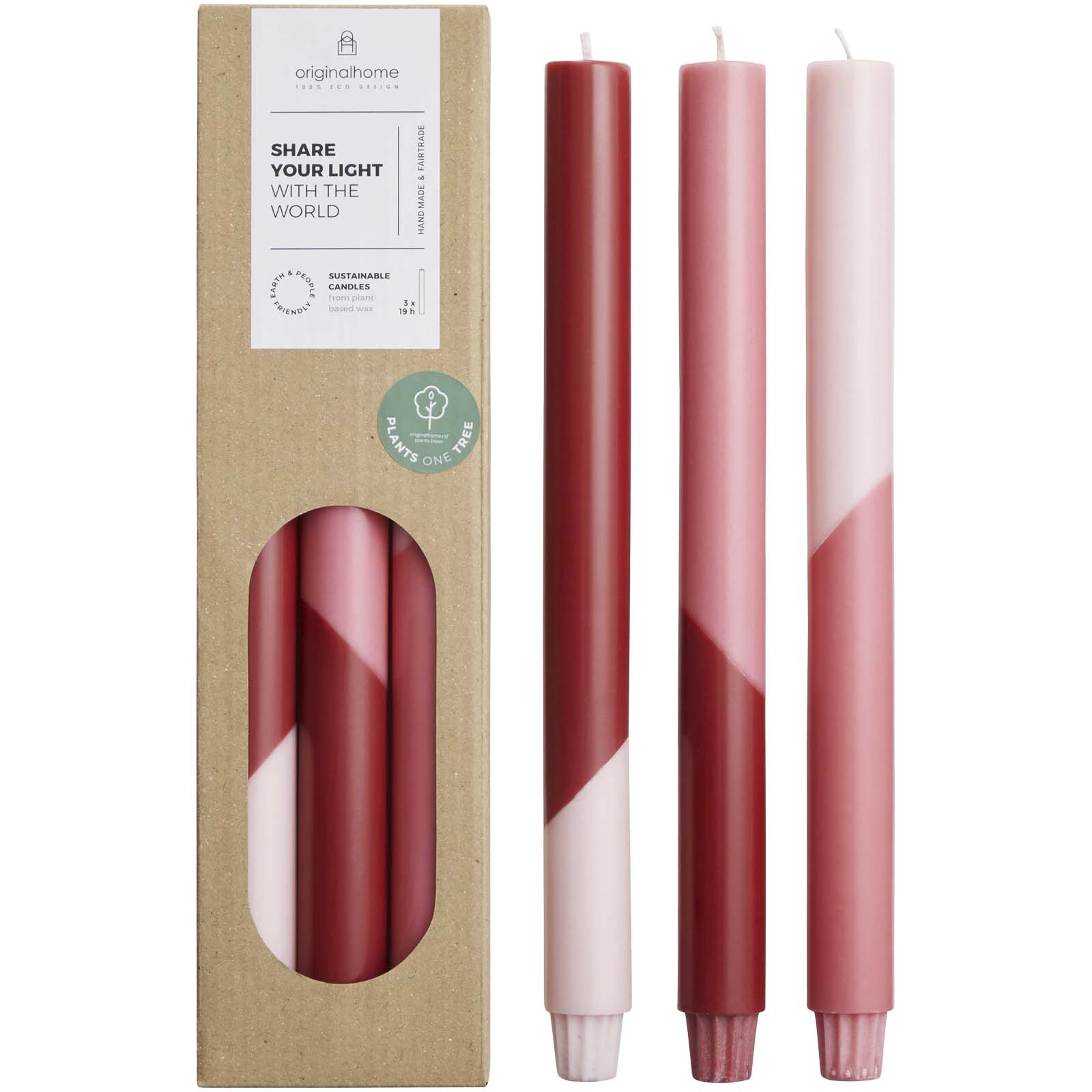 Originalhome Eden Diagonale Kerzen – 3er-Set rot