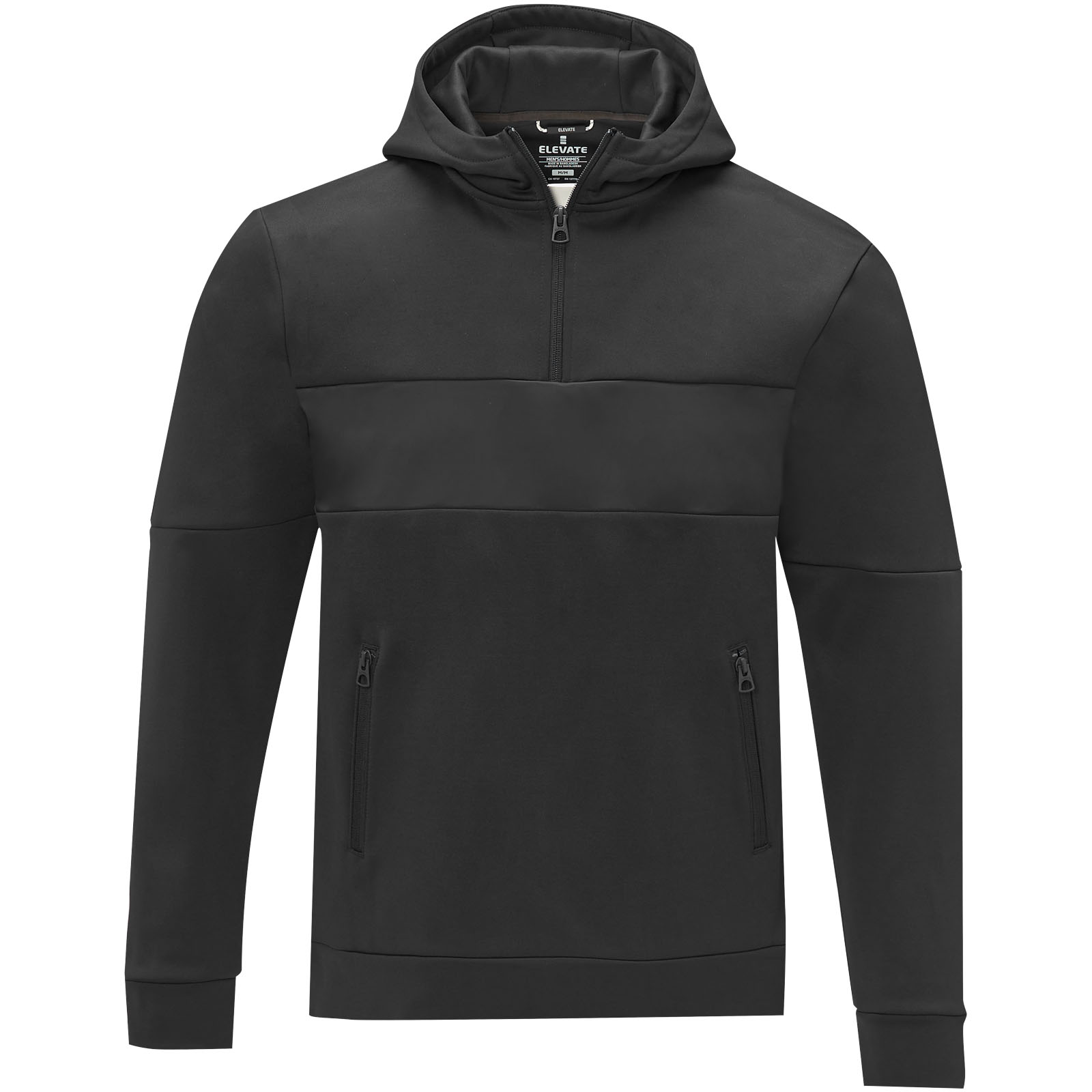 Sayan Kapuzenpullover mit halbem Reißverschluss für Herren schwarz
