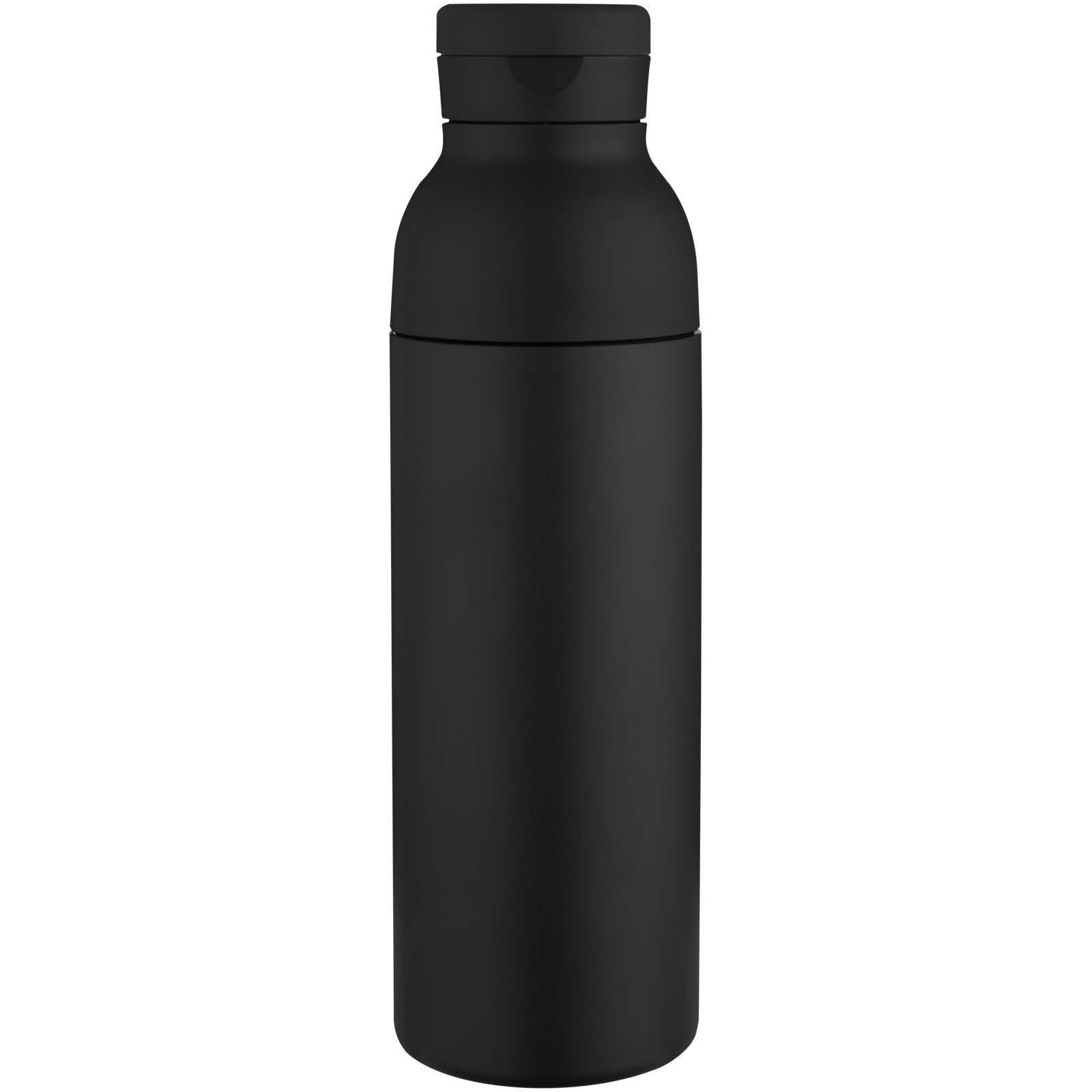 Illuminate 650 ml RCS-zertifizierte doppelwandige Trinkflasche aus recyceltem Edelstahl mit 3-teiligem Deckelset schwarz