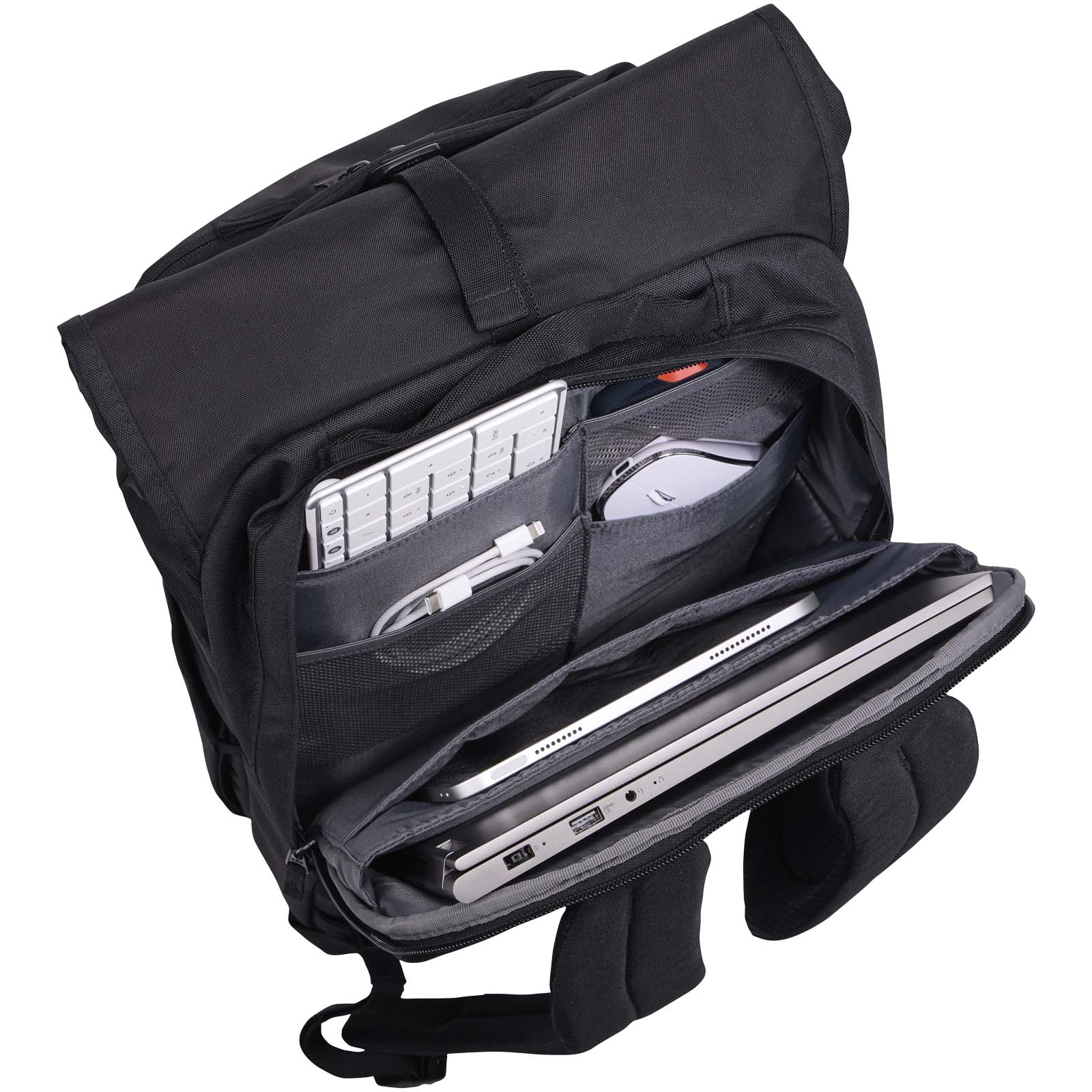 Case Logic Variate 17" erweiterbarer Rolltop Laptop Rucksack aus recyceltem Material schwarz