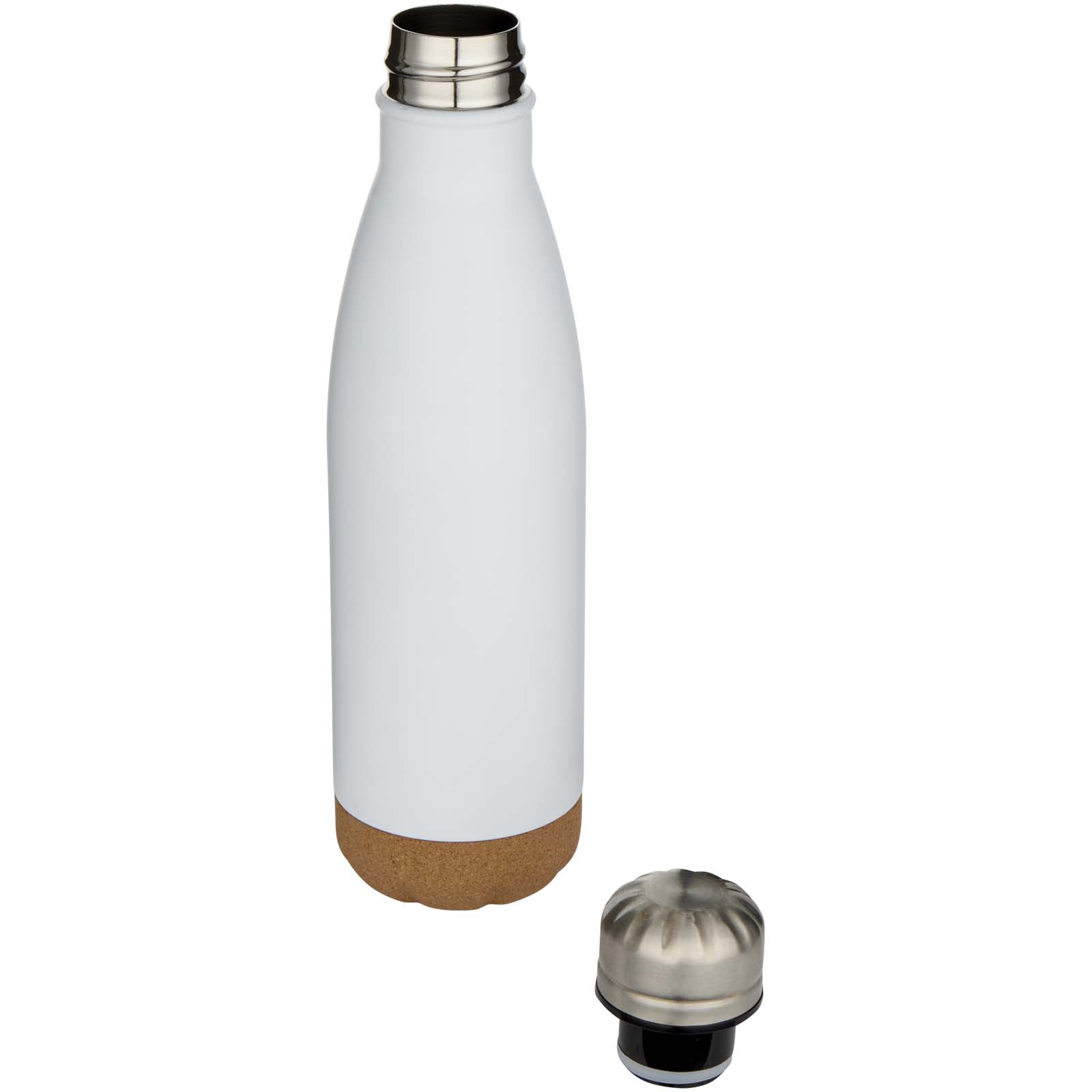 Cove 500 ml doppelwandige, vakuumisolierte Trinkflasche aus Edelstahl mit Korkdetails weiss
