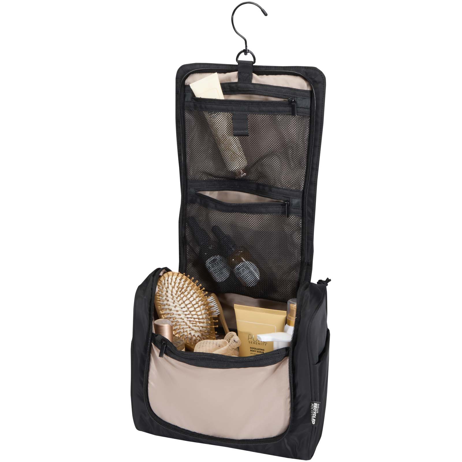 Puffer GRS recycelte aufhängbare Kulturtasche 8L schwarz