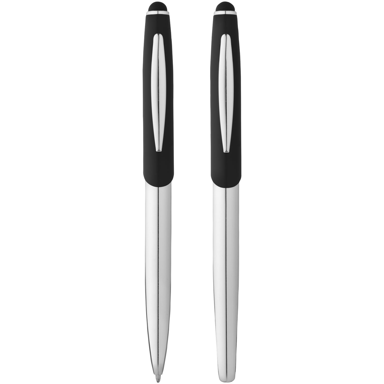 Geneva Stylus Kugelschreiber- und Tintenrollerset (blaue Mine) silber, schwarz