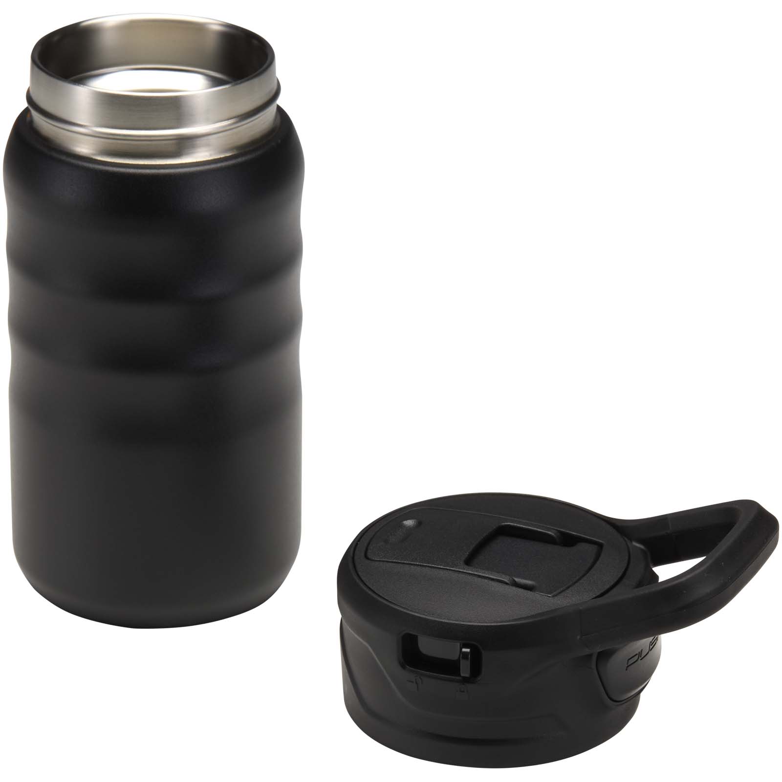 Knox 350 ml RCS Trinkflasche aus recyceltem, doppelwandigem Edelstahl mit Klappstrohhalm schwarz