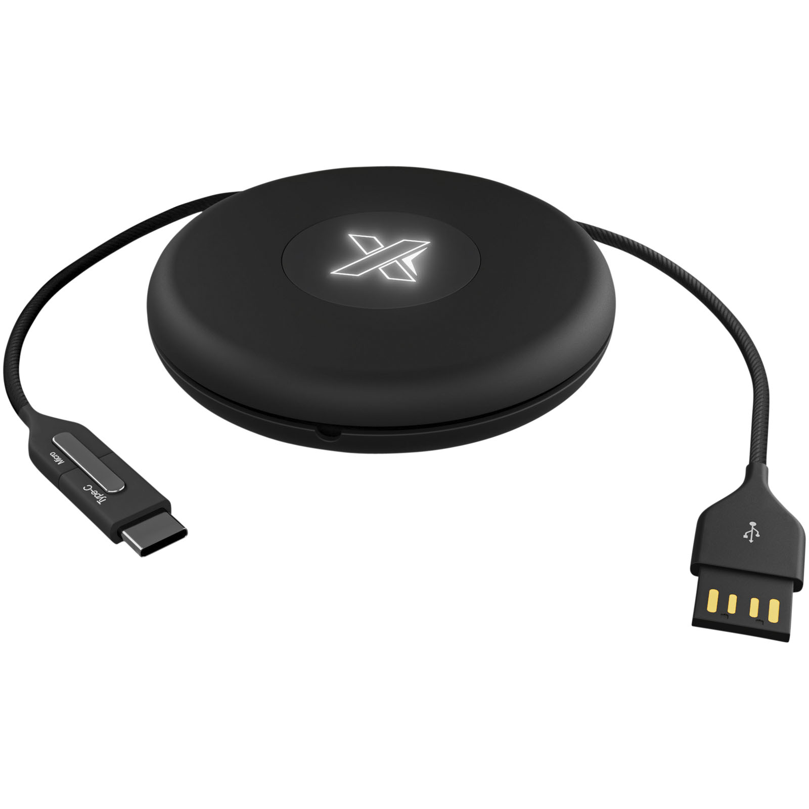 SCX.design C18 3-in-1 Travel Ladekabel mit Leuchtlogo schwarz