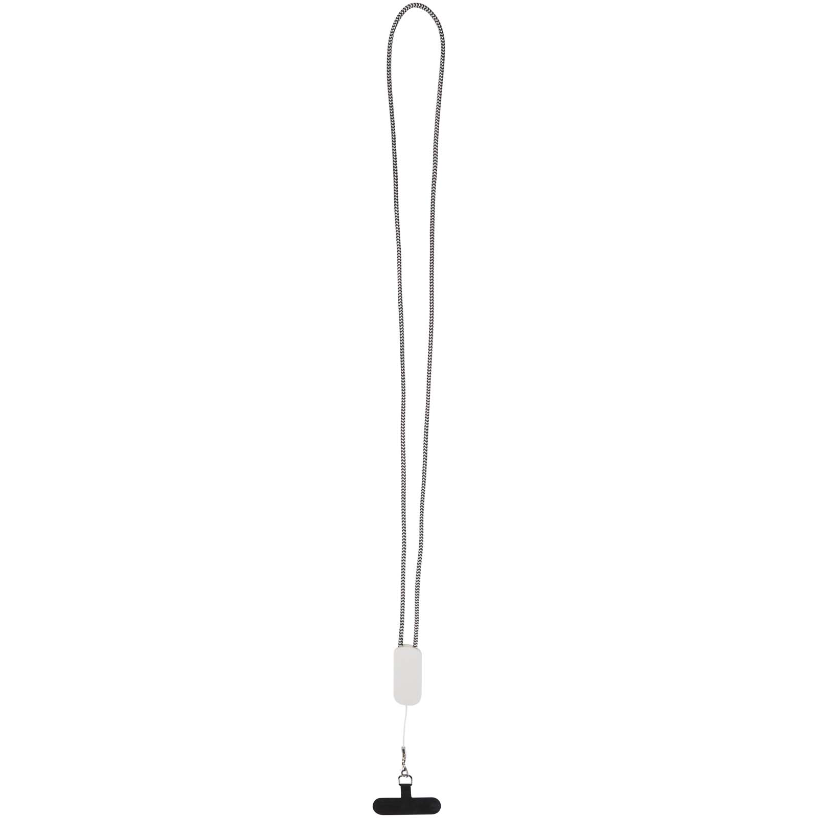 Anser Smartphone Lanyard aus recyceltem Kunststoff mit 27 W 5-in-1 integriertem Kabel weiss