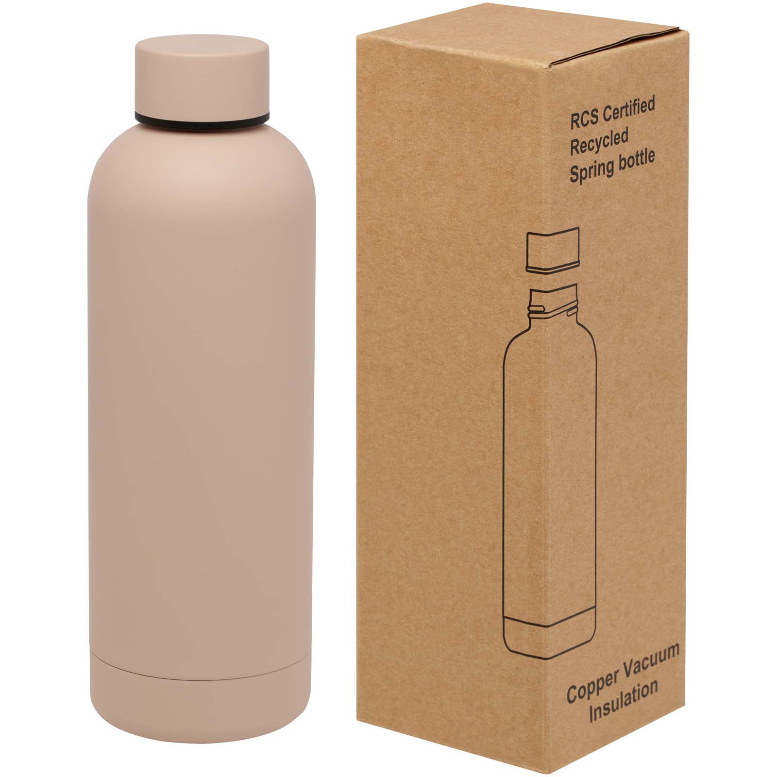 Spring 500 ml RCS-zertifizierte Kupfer-Vakuum Isolierflasche aus recyceltem Edelstahl zartes rosé