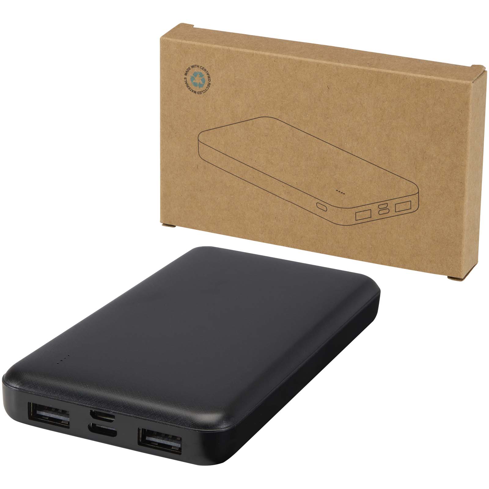 Intan 10 W 10.000 mAh Powerbank aus recyceltem Kunststoff schwarz