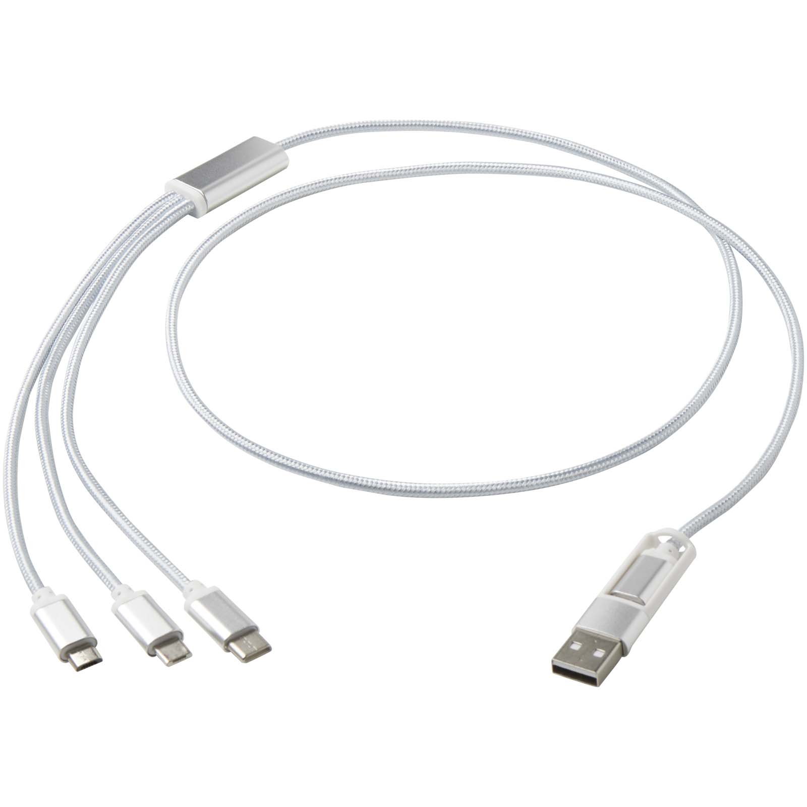 Versatile 5-in-1 Ladekabel aus recyceltem Aluminium silber