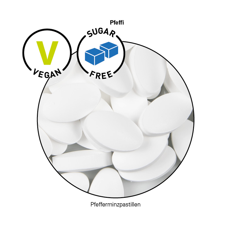 Express Klappdose, Pfeffi zuckerfreie Pfefferminzpastillen