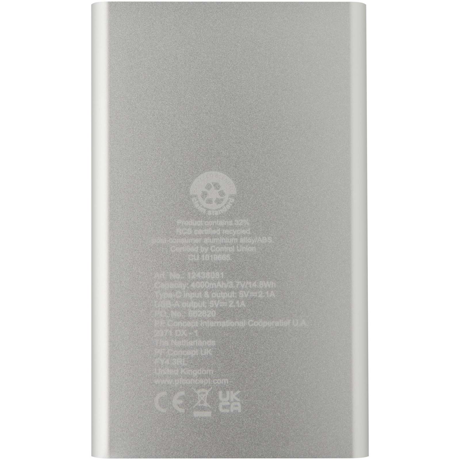 Pep 4000 mAh Type-C Powerbank aus recyceltem Aluminium silber