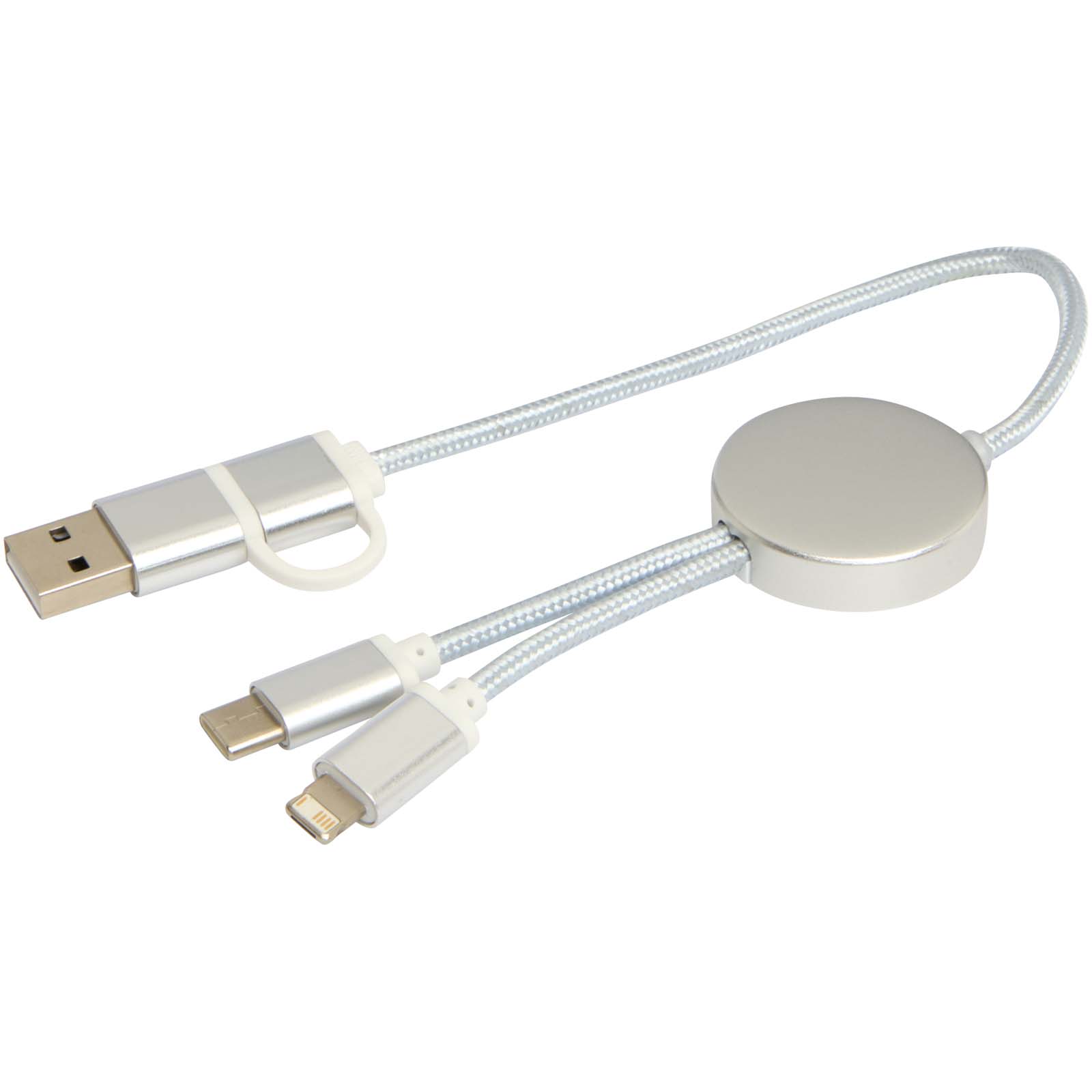 Alasia 30 cm 5-in-1 Kabel aus recyceltem Kunststoff für Datenübertragung und 27W Schnellladung silber